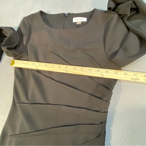 Calvin Klein Women’s Black 3/4 Sleeve  Stretch Sheath Dress, back zipper, size 2 - Picture 9 of 11